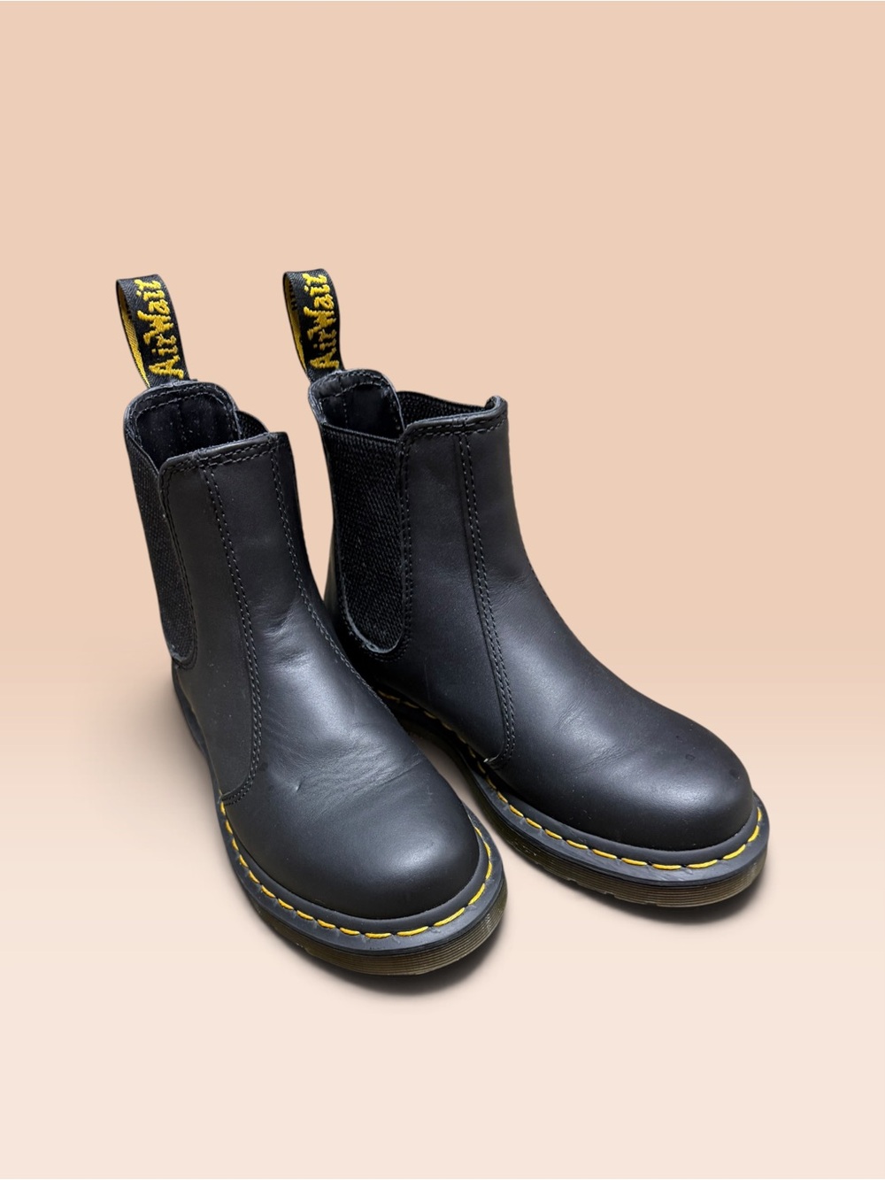 Doc.Martans Black Leather Chelsea Boots with Yellow Stitching - women - Picture 5 of 5
